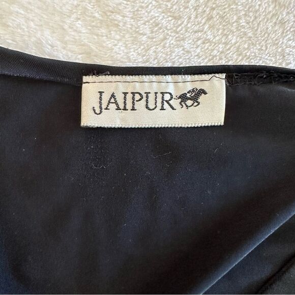Jaipur black stretch knit deep v-neck top size XL - Picture 3 of 7